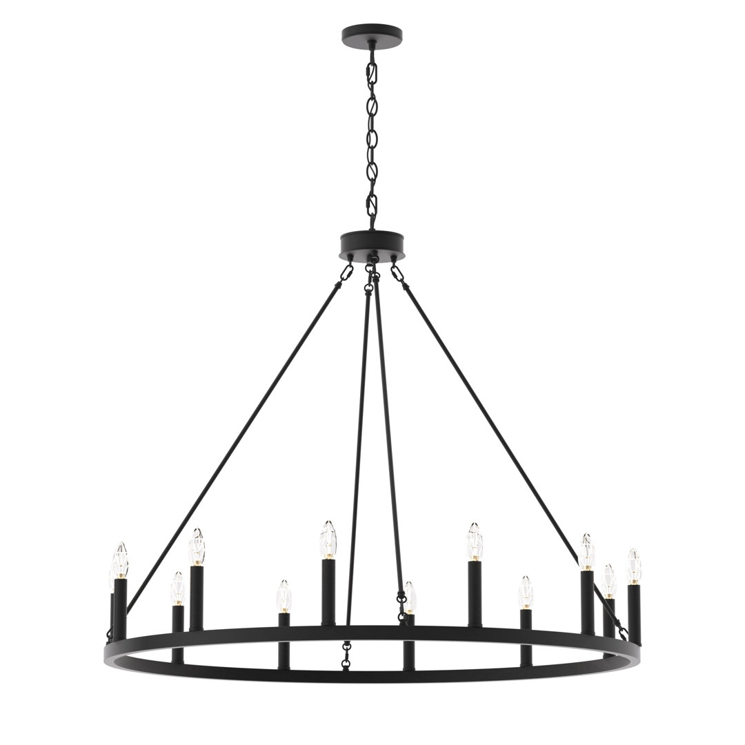 Madalyn 12 - Light Candle Style Wagon Wheel Chandelier